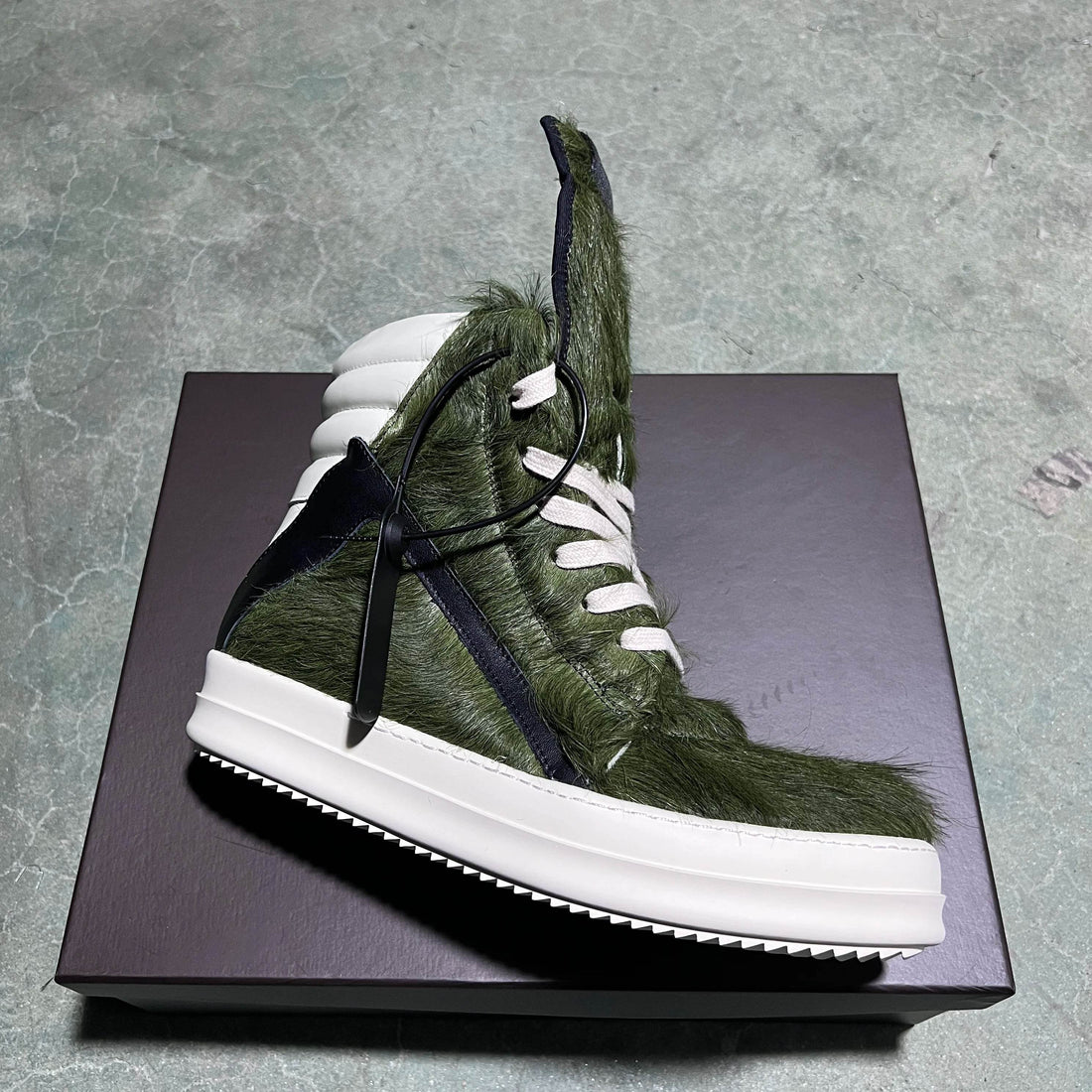 Brand Women Designer Ankle Boot Horse Fur Casual High Top Men Sneaker Leather Geobasket Army Green Zip Quality Thick-sole Shoe - Touchy Style