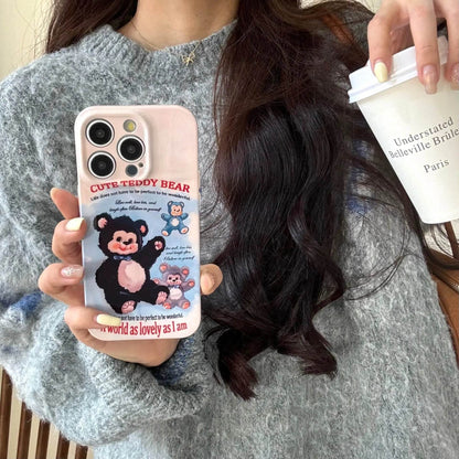 Cute Phone Cases For iPhone 16, 15, 14, 13, 12, 11 Pro Max - Plush Bear Doll Art - Cartoon Sweet Cover - CC7121 - Touchy Style