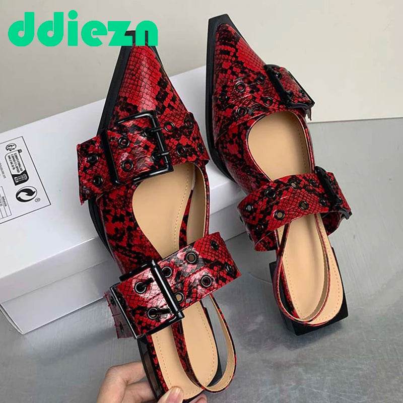 Female Shoes Elegant Low Heels Sandals Women Slides Beach Shallow Black Mules Summer Pointed Toe Ladies Sandals - Touchy Style