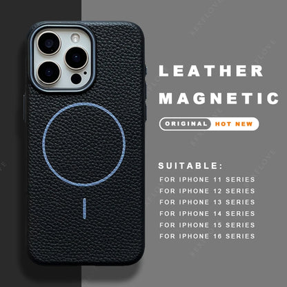 Leather Magnetic Phone Case For iPhone 15 14 13 12 11 16 Pro Max Plus SE XR X XS MAX For Magsafe Wireless Charge Protector Cover
