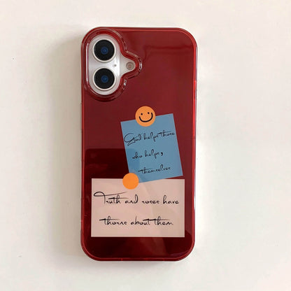Cute Phone Cases For iPhone 16, 15, 14, 13 Pro Max - Double Layer Sticker Label Cover - Beads Wrist Chain - PC1450 - Touchy Style