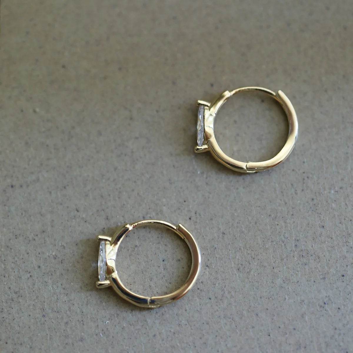 925 Sterling Silver Plated 14K Gold Geometric Zircon Earrings for Women Simple Elegant Exquisite Ear Accessories - Touchy Style