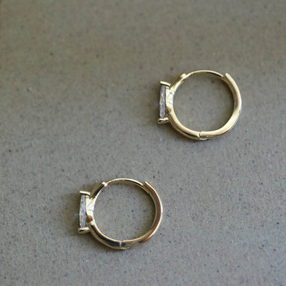 925 Sterling Silver Plated 14K Gold Geometric Zircon Earrings for Women Simple Elegant Exquisite Ear Accessories - Touchy Style