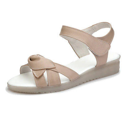 Summer Shoes Maternity Sandals Women Mother Shoes Flat Soft Genuine Leather hook &amp; loop Casual Women Sandals