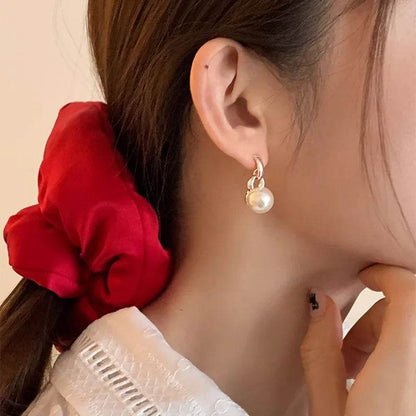 PANJBJ 925 Sterling Silver Pearl Geometry Earrings For Women Personality Design Trend Versatile Jewelry Birthday Gift - Touchy Style