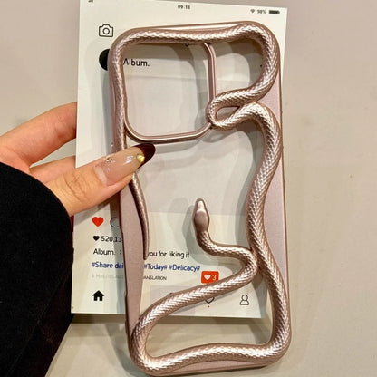Luxury Plating 3D Snake Hollow Plain Phone Case For iPhone 16 15 14 13 12 11 Pro Max INS Fashion Creativity Shockproof Cover