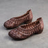 Autumn New Vintage Versatile Genuine Leather Woven Flat Shoes Handmade Round Toe Handmade Soft Sole Slip-on Shoes - Touchy Style