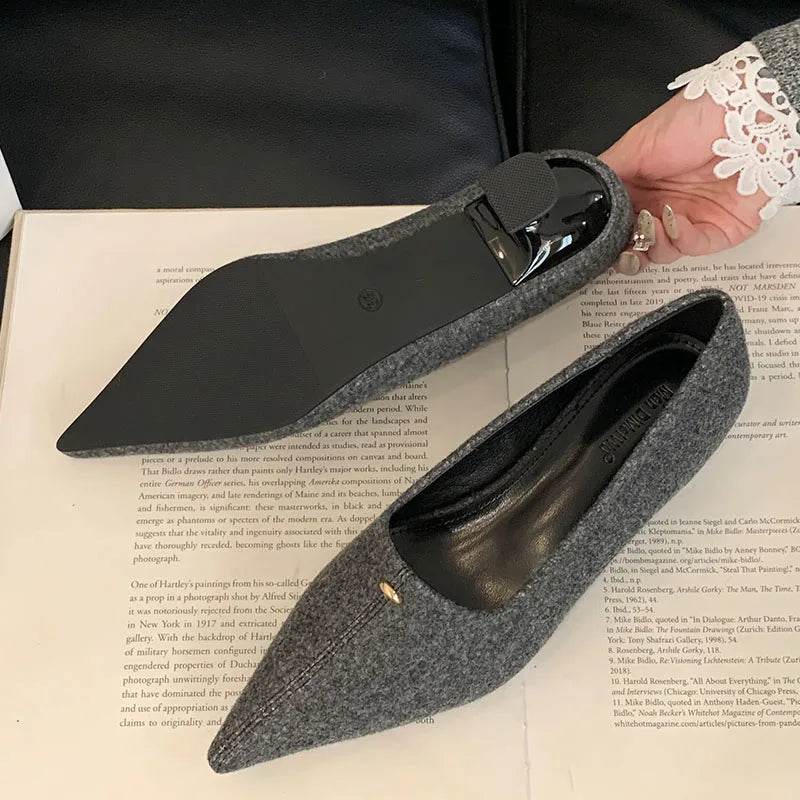Fashion Flock Pumps Slides Shallow Casual Pointed Toe Ladies Heels Shoes Elegant Women Heeled Shoes Female Slip On Footwear - Touchy Style