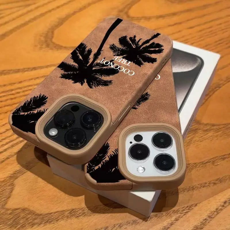 حافظات هواتف لطيفة لأجهزة iPhone 11، 12، 13، 14، 15، 16 Pro Max، XS، X، XR، 16 Plus - نمط جلد سويدي على شكل كلب وقط - غطاء ممتص للصدمات من الجلد