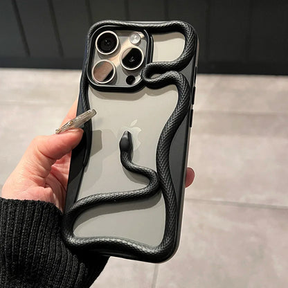 Luxury Plating 3D Snake Hollow Plain Phone Case For iPhone 16 15 14 13 12 11 Pro Max INS Fashion Creativity Shockproof Cover
