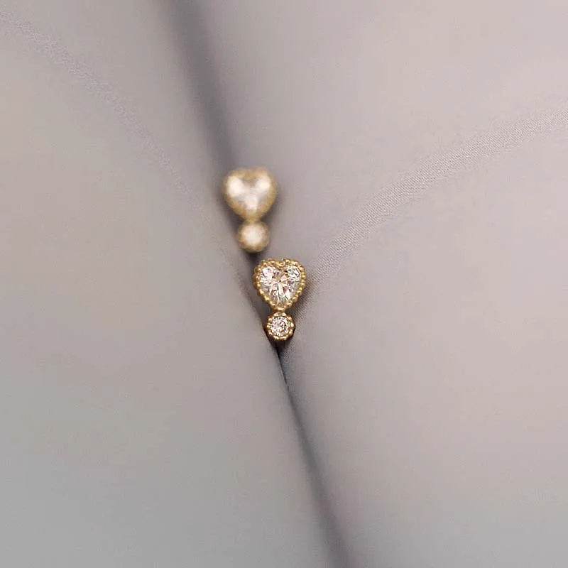Real 925 Sterling Silver Women Fashion Zircon Stud Earrings Heart Birthday Sparkling for Daughter Girls - Touchy Style
