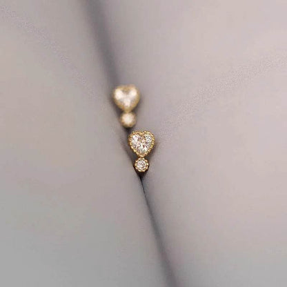 Real 925 Sterling Silver Women Fashion Zircon Stud Earrings Heart Birthday Sparkling for Daughter Girls - Touchy Style