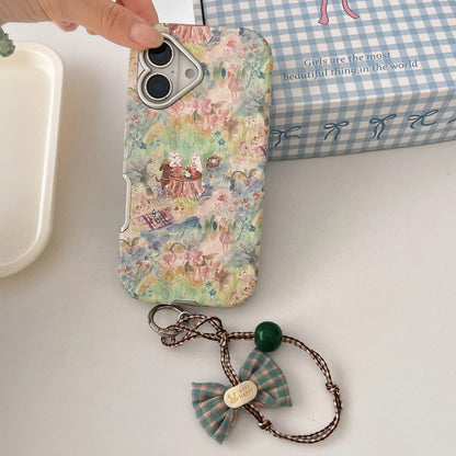 Cute Phone Cases For iPhone 16, 15, 14, 13 Pro Max - Vintage Oil Painting Animal Picnic in Garden - Electroplated Chic Cover - PC5330 - Touchy Style