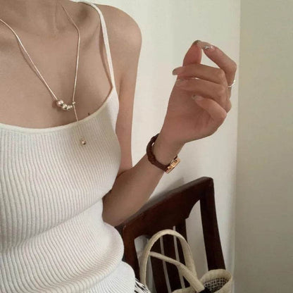 PANJBJ 925 Sterling Silver Bead Necklace for Women Design Tassels Sweater Chain Snake Bone Chain Jewelry Gift Dropshipping - Touchy Style