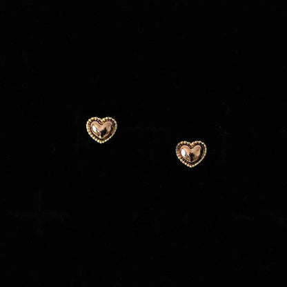 925 Sterling Silver 14k Gold Plated Stud Earrings Cute Cake Side Heart Earrings Simple Student Korean Jewelry Wholesale - Touchy Style
