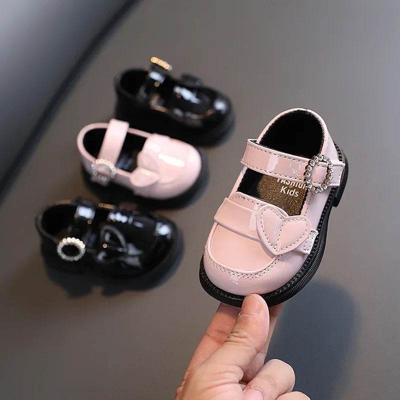 Crystal Girls Shoes Mary Janes Kids Shoes Flats Baby Toddlers Anti-Slippery Casual Footwear for Child Leather Shoes Black F06053 - Touchy Style