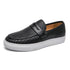 Fashion Slip On Loafers Men Shoes Board Soft Casual Leather Shoes Men Breathable Party Weave Pattern Shoes For Man Flat Free - Touchy Style
