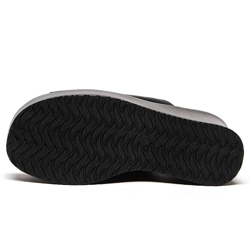 Retro Slippers Genuine Leather Shoes Handmade Slides Woman Slipper Peep Toe Platform Wedge Clogs For Women - Touchy Style