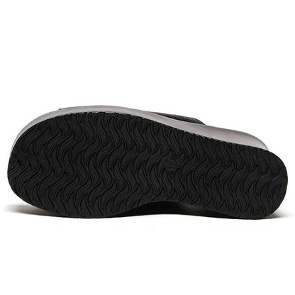 Retro Slippers Genuine Leather Shoes Handmade Slides Woman Slipper Peep Toe Platform Wedge Clogs For Women - Touchy Style