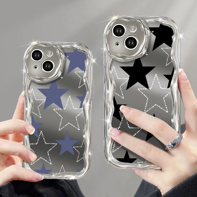 Cute Phone Cases For iPhone 11, 12 Pro, 13, 14 Pro Max, and 14 Plus - Plating Sliver, StarS, 3D Heart, Bow Keychain - TSP375