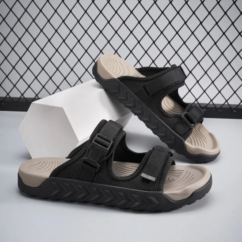 Street Style Men Sandals Fashion Summer Flats Soft Soled Anti Slip Beach Slippers New Casual Outwear Half Drag Wading Aqua Shoes