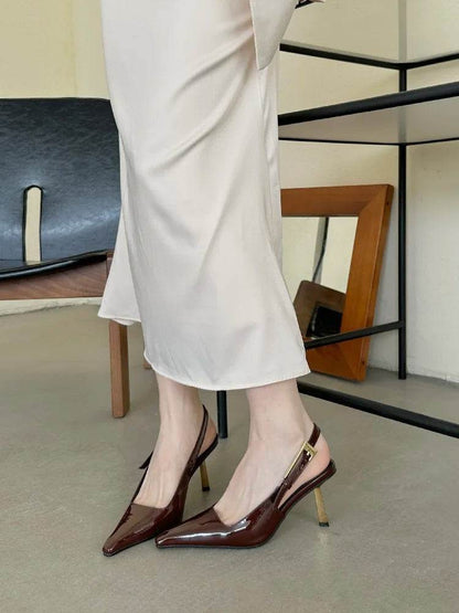 New Design Thin High Heels Pointed Toe Women Pumps Street Style Banquet Buckle Strap Party Slingbacks Female Shoes - Touchy Style