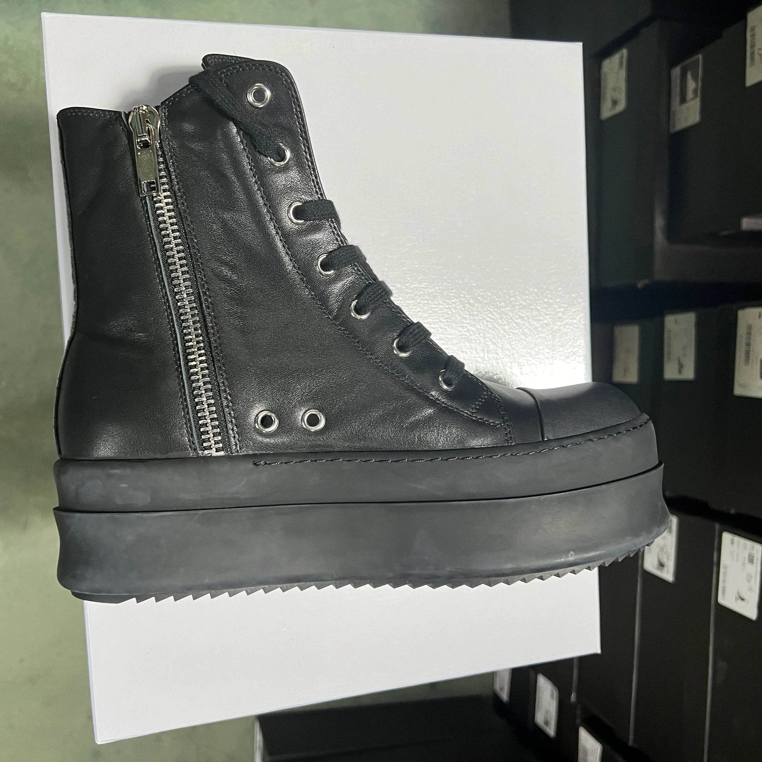 Round Designer Women Ankle Boot Platform 6cm High Original Casual Luxury Girl Dress Black Owens Leather Zip Flat Street Shoe - Touchy Style