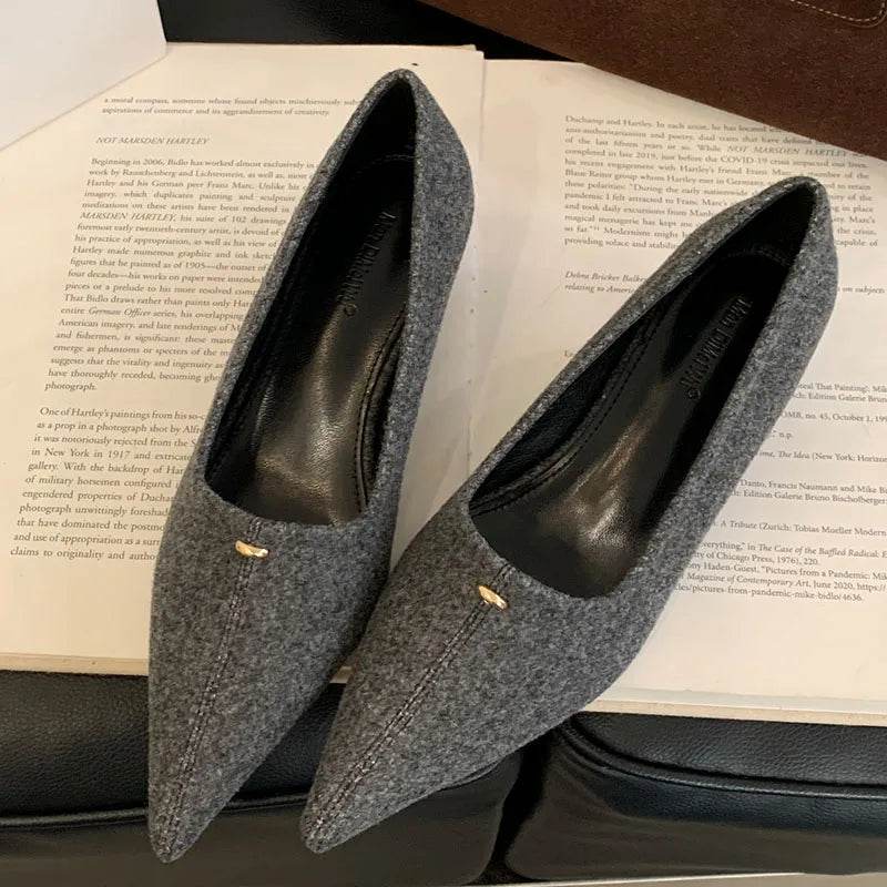 Fashion Flock Pumps Slides Shallow Casual Pointed Toe Ladies Heels Shoes Elegant Women Heeled Shoes Female Slip On Footwear - Touchy Style