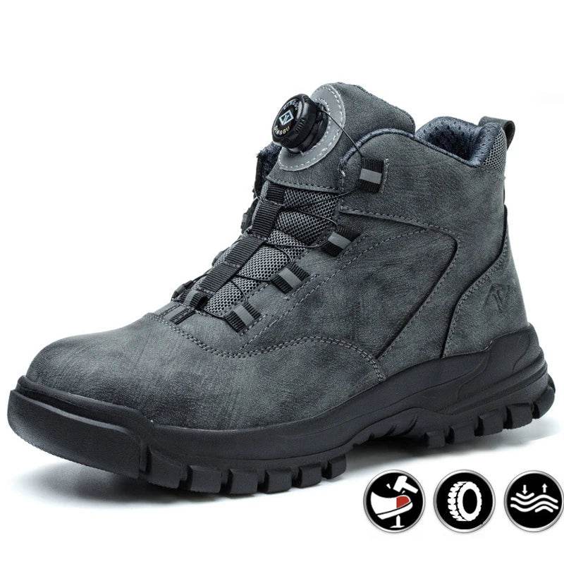 Rotating Buttons Work Boots Men Steel Toe Shoes Safety Boots Puncture-Proof Protective Shoes Waterproof Indestructible Shoes New - Touchy Style