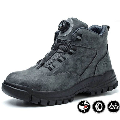 Rotating Buttons Work Boots Men Steel Toe Shoes Safety Boots Puncture-Proof Protective Shoes Waterproof Indestructible Shoes New - Touchy Style