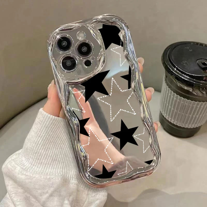 Cute Phone Cases For iPhone 11, 12 Pro, 13, 14 Pro Max, and 14 Plus - Plating Sliver, StarS, 3D Heart, Bow Keychain - TSP375