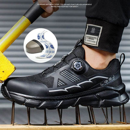 Rotating Button Men Shoes Security Sneakers Steel Toe Shoes Puncture-Proof work Shoes Anti-smash Sport Safety Shoes Protective - Touchy Style