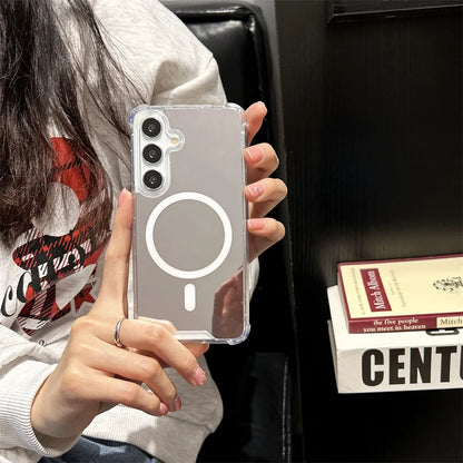 Makeup Mirror Magnetic Case For Galaxy S25 Ultra S24 FE S23 S22 Plus A56 A54 A52 A36 A26 A34 Airbag Bumper Magsafe Cover