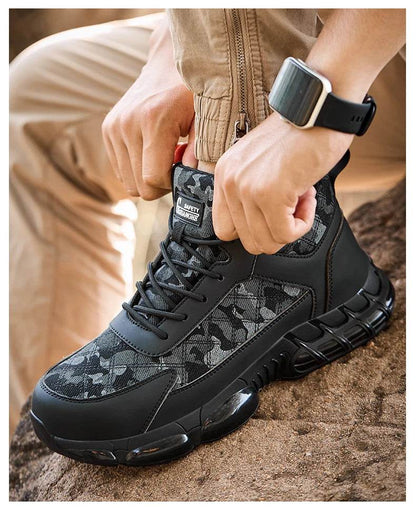 Camouflage Men Safety Shoes Quality Work Sneakers Air Cushion Men Protective Shoes Anti-smash Anti Puncture Work Boots Non-slip - Touchy Style