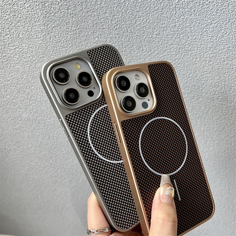 Carbon Fiber Textured Magnetic Phone Case for Magsafe IPhone 16 15 14 13 12 11 Pro Max Plus 16Pro 15Pro IPones Mac Safe Cover