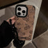 Sexy coffee leopard print cherry art suede Phone case For iPhone 16 15 14 13 12 11 Pro Max Case Cartoon Plush ball pendant Cover - Touchy Style