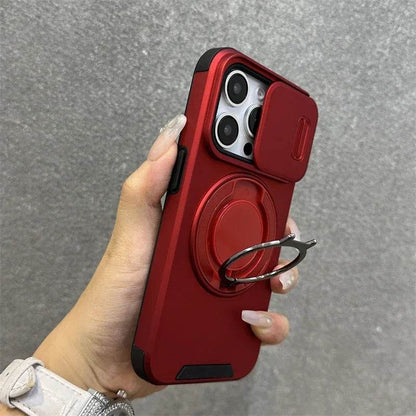 Slide Camera Protection for Magnetic Bracket Armor Case for iPhone 16 11 12 13 14 15 Pro Max 16 Plus Magsafe Durable Hard Cover - Touchy Style