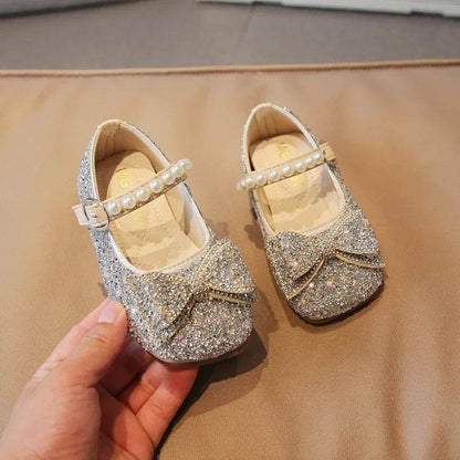 Fashion Little Girl Runway Performance Catwalk Shoes Student Wedding Party Rhinestone Sparkling Princess Leather Shoes F12302 - Touchy Style