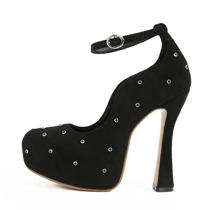 Chunky Platform Ultra High Heels Women Pumps Street Style Rivet Buckle Strap Nightclub Party Female Shoes - Touchy Style