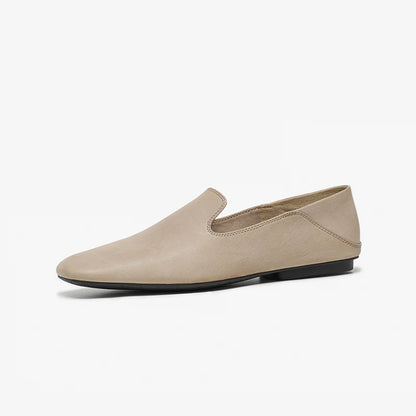 BEAUTODAY Casual Loafers Women Horse Leather Solid Slip-On Square Toe Flats Summer Shallow Boat Ladies Shoes Handmade 26259