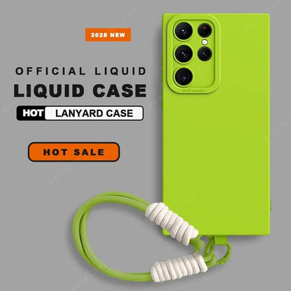 Liquid Silicone Wrist Strap Phone Case For Galaxy S24 S23 S22 S25 Ultra Plus A54 A53 A52 A55 5G Lanyard Original Cover - Touchy Style