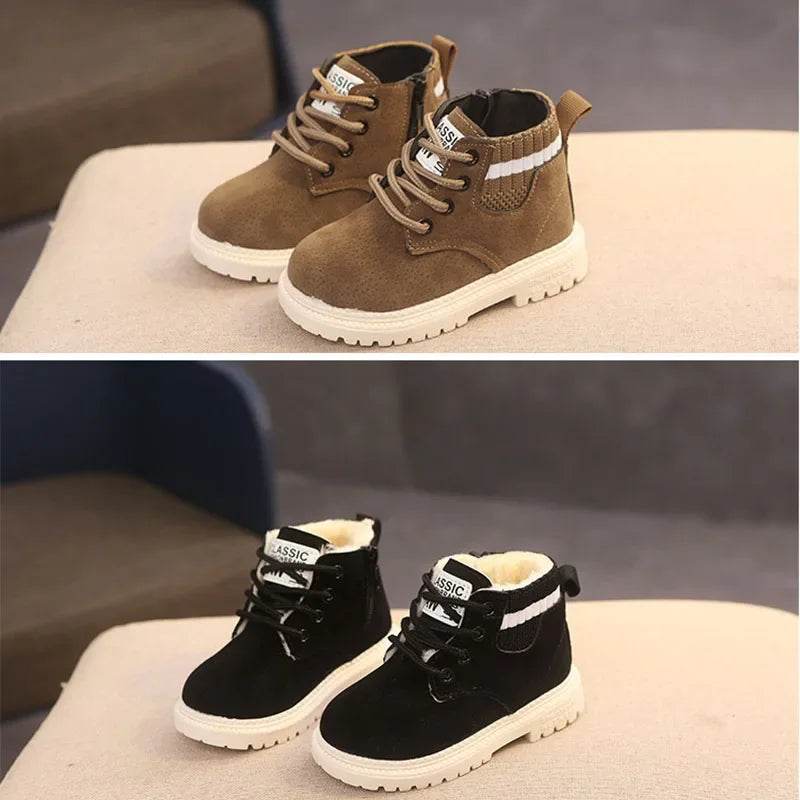 2 Style Inside Material Plush Kids Winter Boots Cotton Fabric Spring Autumn Children Shoes Baby Toddler Boys Girls Boots C10012 - Touchy Style