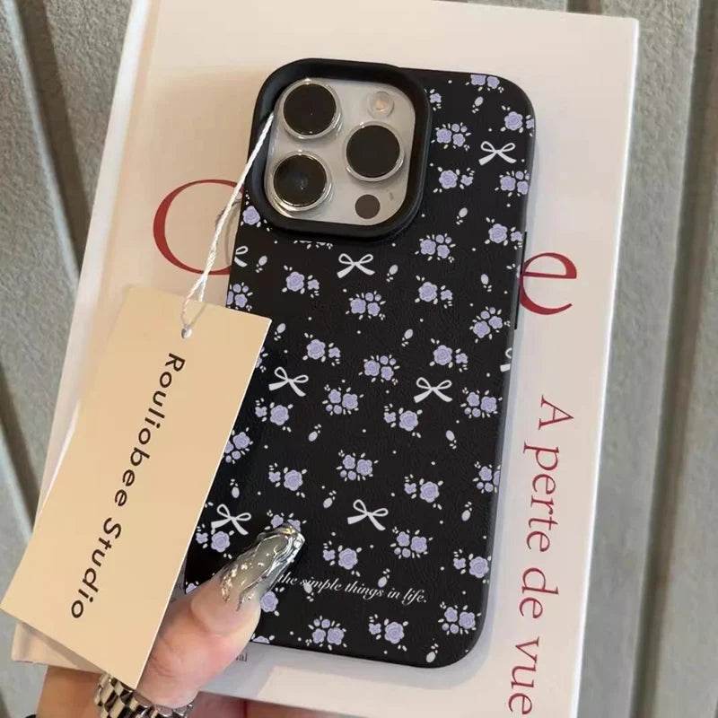 Cute Phone Cases For iPhone 16, 15, 14 Pro Max, 13, 12, 11 - Flower Lichee and Bowknots Pattern - Silicone Back Cover - Touchy Style