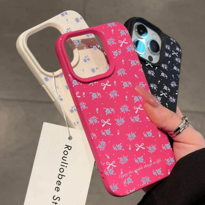 Cute Phone Cases For iPhone 16, 15, 14 Pro Max, 13, 12, 11 - Flower Lichee and Bowknots Pattern - Silicone Back Cover - Touchy Style
