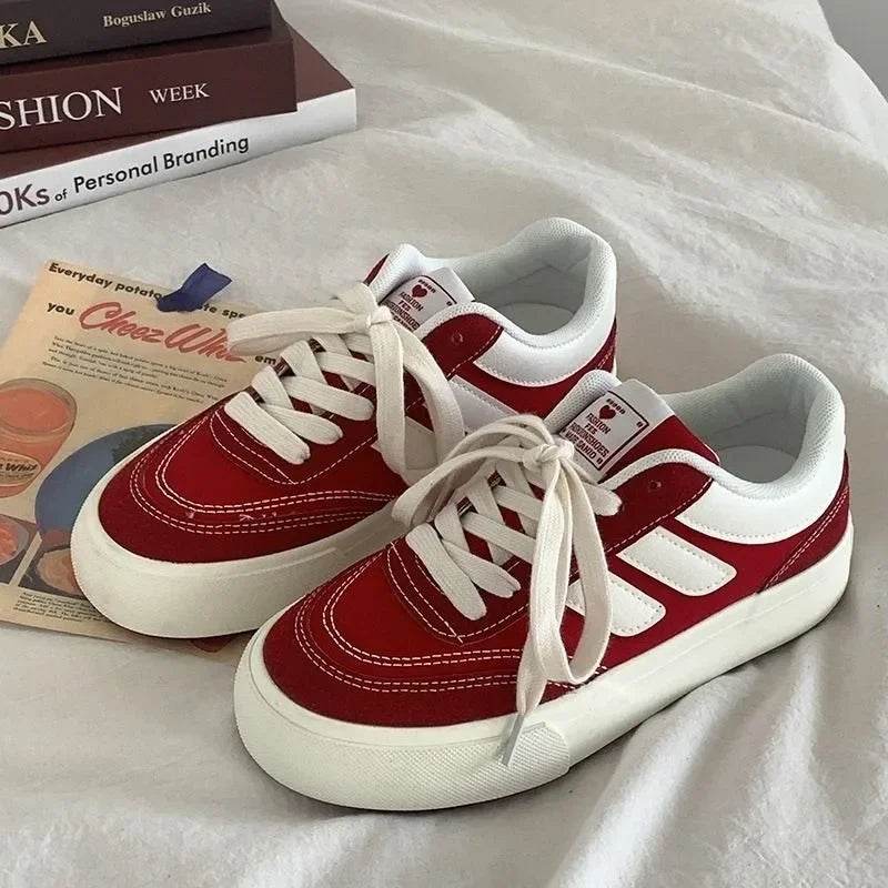 Autumn New Style Red Thick Sole Canvas Shoes Leisure Fashion Women&