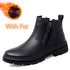 Classic Side Zipper Mens Leather Boots Autumn Winter Male Ankle Boots Comfy Non-Slip Motorcycle Boots Warm Winter Shoes for Men - Touchy Style