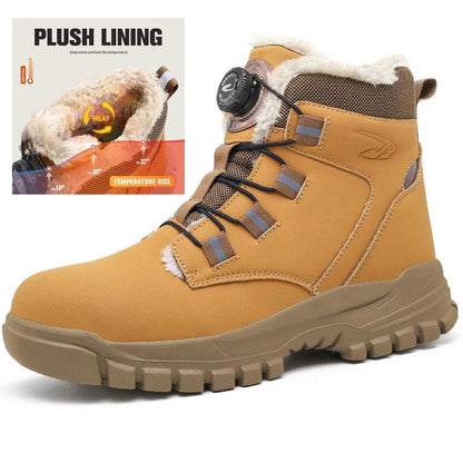Rotating Button Winter Boots Men Safety Shoes Puncture-Proof Work Boots Steel Toe Shoes Waterproof Protective Shoes Cotton Boots - Touchy Style