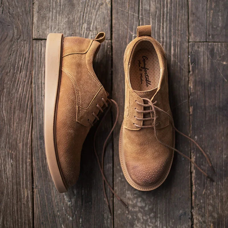 Maden British Style Brown Casual Big Head Boots Male Low Top Soft Leather Work Shoes Brand Desiger Vintage Ankle Boots for Men