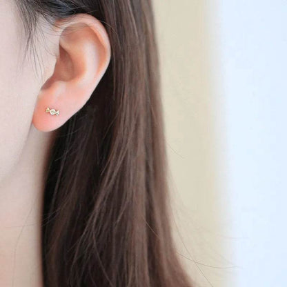925 Sterling Silver Plated 14K Gold Zircon Candy Earrings for Women Korean Mini Cute Jewelry Accessories - Touchy Style