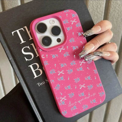 Cute Phone Cases For iPhone 16, 15, 14 Pro Max, 13, 12, 11 - Flower Lichee and Bowknots Pattern - Silicone Back Cover - Touchy Style